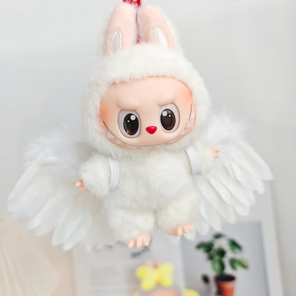 First Generation, Second Generation, Third Generation Keychains Labubu Macaron Sitting Clothes Party Big Bow Wings Gift