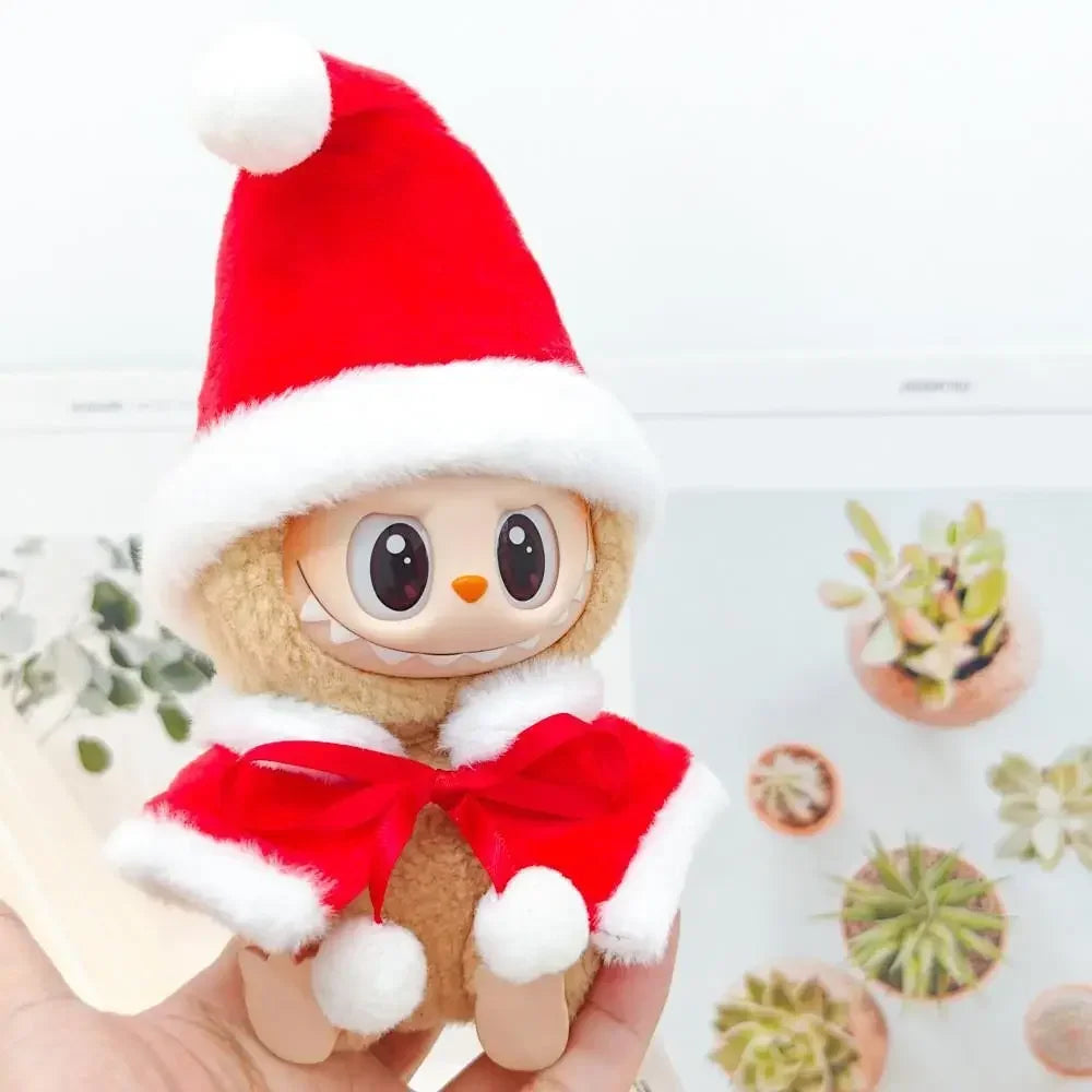 Labubu Doll Clothes Outfit Set For Mini Labubu Idol V1 V2 Christmas Cookie Man Sweater Hat Scarf New Year Party Costume Gift