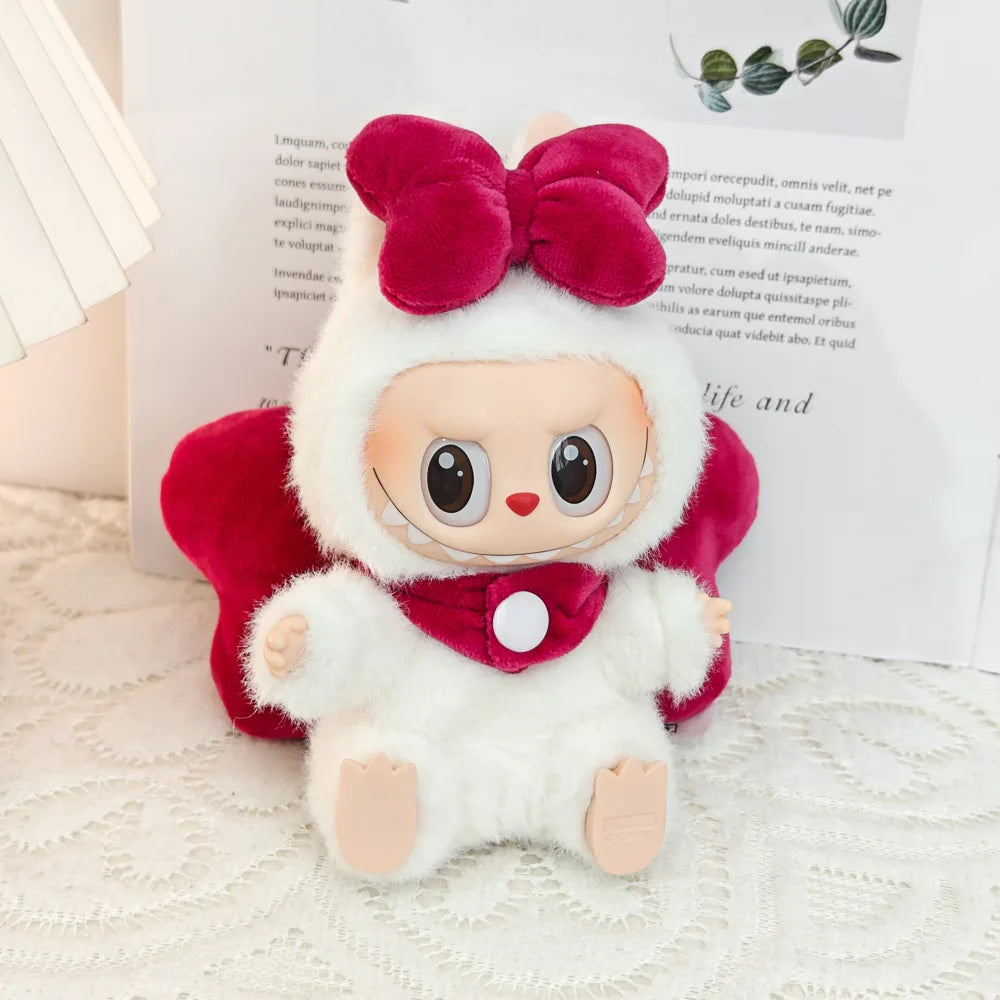 First Generation, Second Generation, Third Generation Keychains Labubu Macaron Sitting Clothes Party Big Bow Wings Gift
