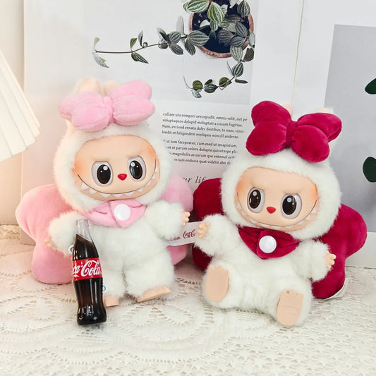 First Generation, Second Generation, Third Generation Keychains Labubu Macaron Sitting Clothes Party Big Bow Wings Gift