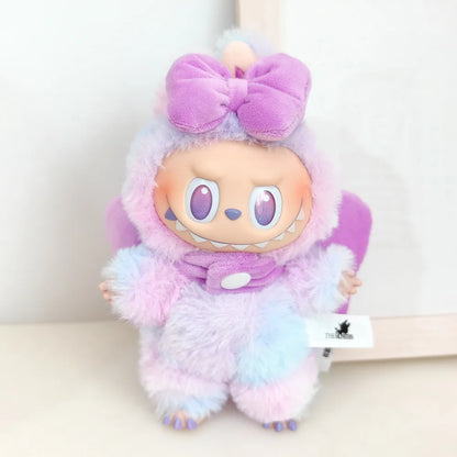 First Generation, Second Generation, Third Generation Keychains Labubu Macaron Sitting Clothes Party Big Bow Wings Gift